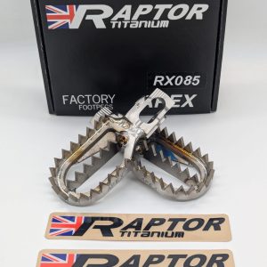 RX085 titanium footpegs box and stickers